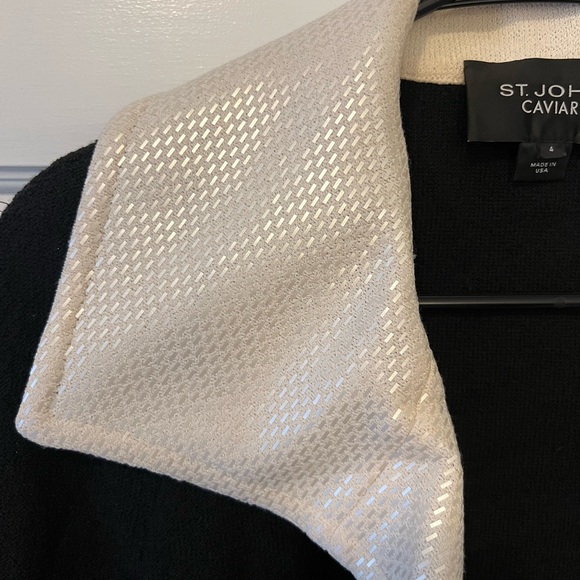 St John Caviar Black Jacket Cream Trim RETAILS $1,495 - Picture 3 of 9